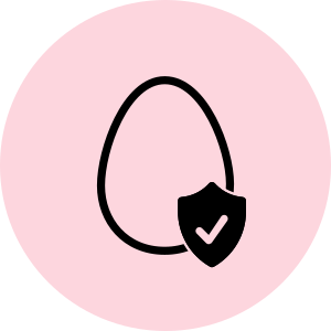Egg with a shield and check mark.